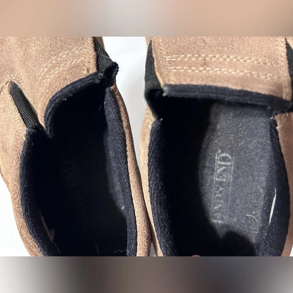 Lands’ End brown suede slip on moc shoe kids boys size 5 M